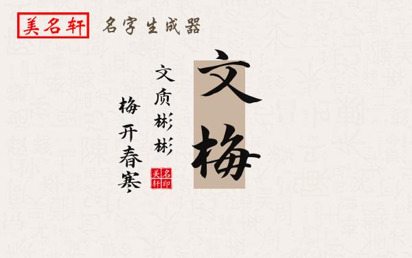 文梅名字的寓意