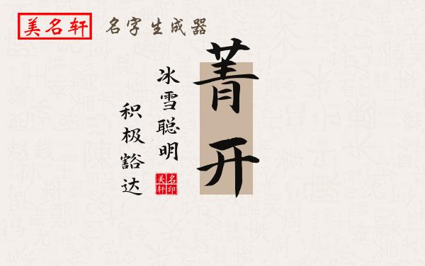 菁开名字的寓意